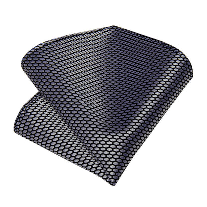 Grey Geometric Plaid Tie Pocket Square Cufflinks Set