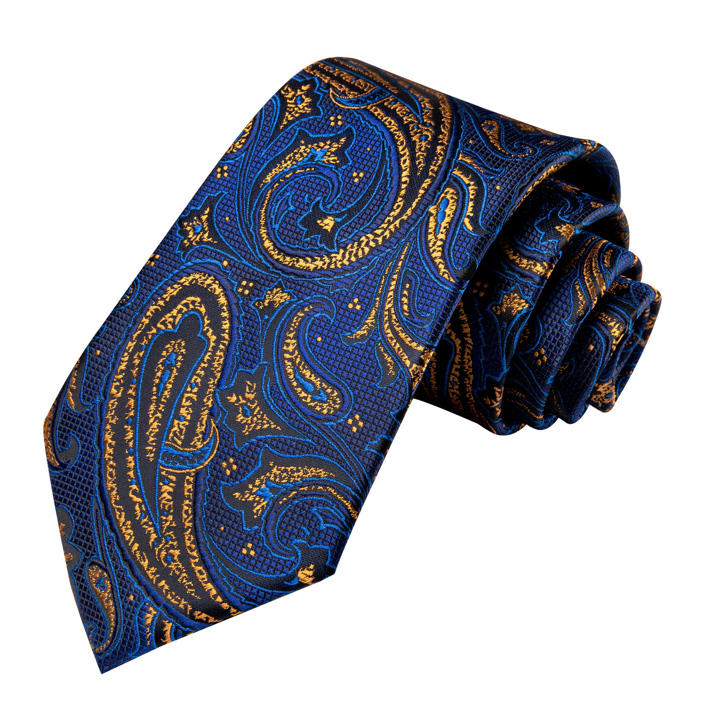 Mens Blue Tie Silk Paisley Necktie Pocket Square Cufflinks Set