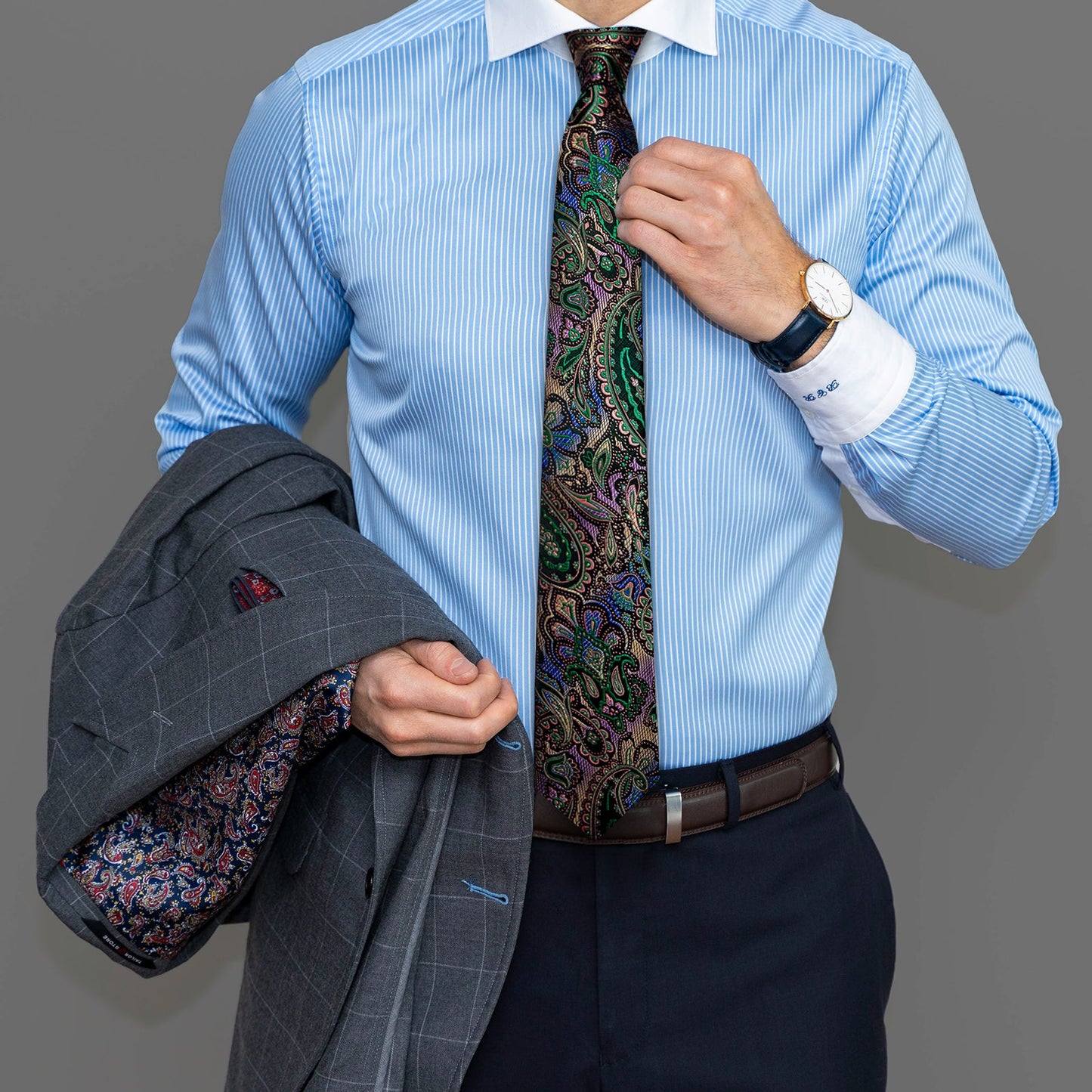 Mens Paisley Necktie Formal Green Suit Tie Handkerchief Cufflinks Set