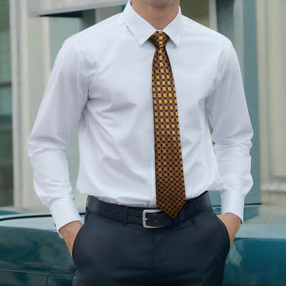 Mens Silk Necktie Gold Plaid Wedding Tie Handkerchief Cufflinks Set