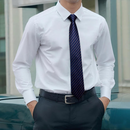 Blue Tie Gold Striped Silk Men's Tie Hanky Cufflinks Set Classic Formal